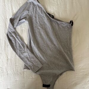 Brandy Melville Gray Asymmetrical Bodysuit